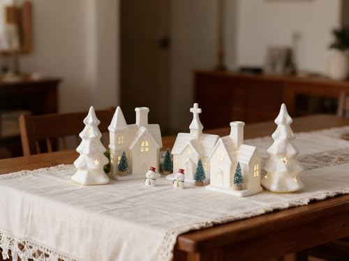 Christmas Decorations Indoor - 11 Pcs Ceramic Christmas Village Set