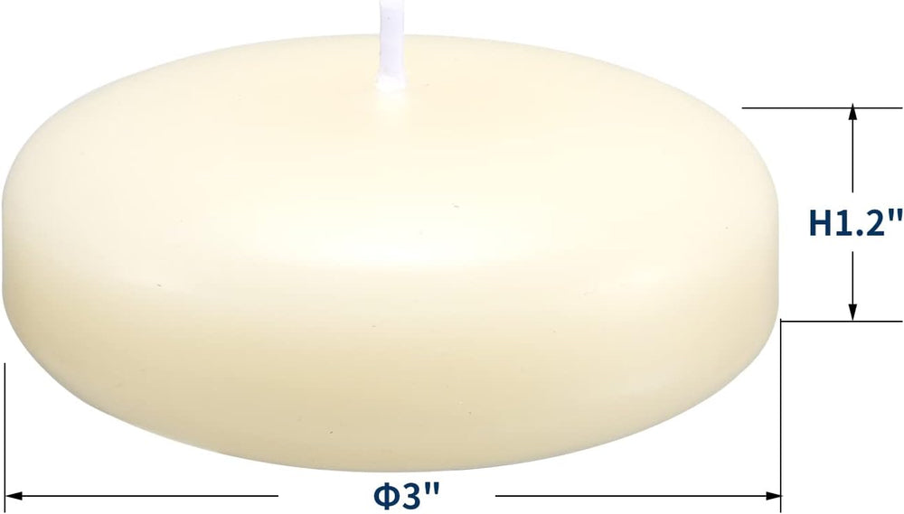 36 Pack Floating Candles, 3” Ivory Unscented Dripless Wax Burning Candles, fo...