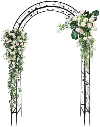 VINGLI Garden Arbor, Arch for Wedding Ceremony Party, Christmas Garden Decor Steel Garden Trellis for Plant Climbing, Pergola for Garden, Backyard, Lawn (Black-59x84)