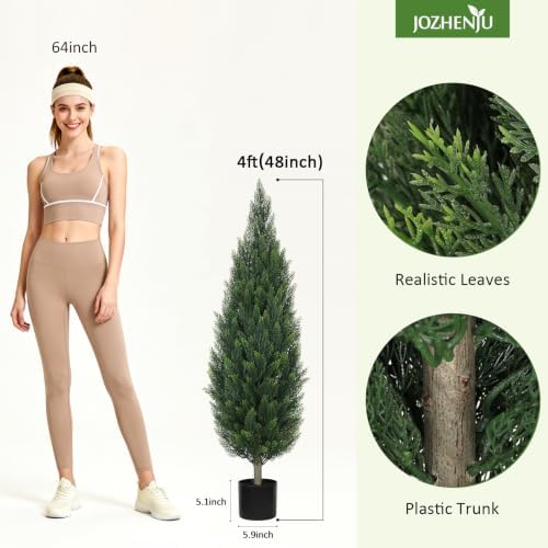 4FT Artificial Topiary Cedar Tree for Outdoor Porch UV-Resistant Fake Trees