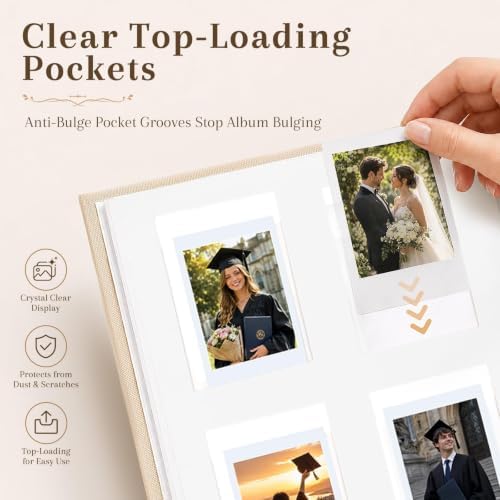 Ruibytree 128 Pockets Instax Mini Photo Album for 2x3 Pictures, Beige
