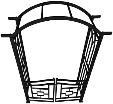 Oakland Living Black Aluminum Garden Arbor Arch with Gate