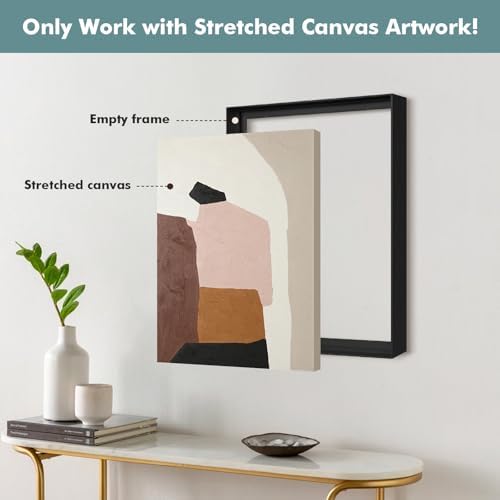 12x16 Canvas Floater Frame for Landscape Paintings,5/6" Deep,Black