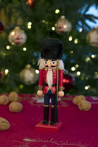 Clever Creations British Soldier 8 Inch Traditional Wooden Nutcracker, Festive Christmas Décor for Shelves and Tables