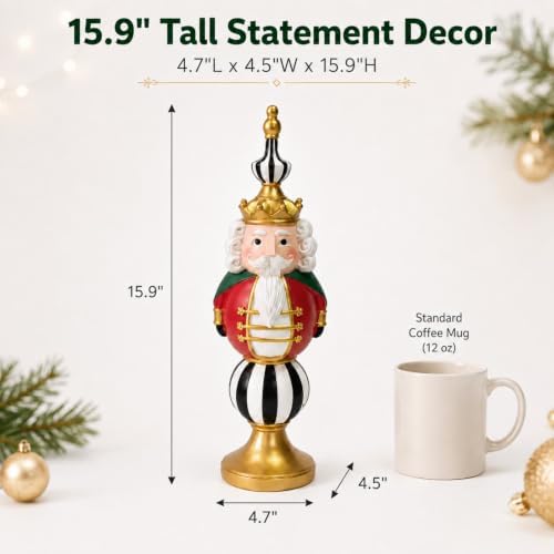 Nutcracker Christmas Decor, 15.9 Inch Tall Resin Tabletop Figurine