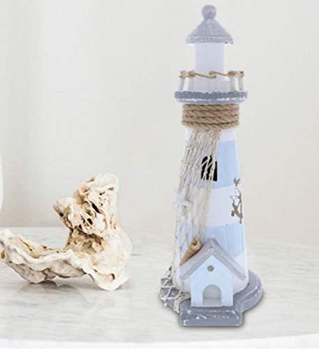 CoTa Global Moonlight Wooden Lighthouse Decor Beach Decor - 11.5 Inches