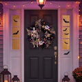 DecorbyHannah 24'' Skeleton Halloween Wreath with Lights for Front Door
