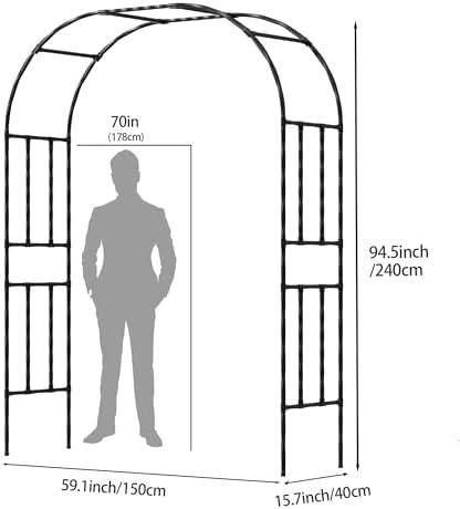 Garden Arch Trellis, 7.9FT Metal Arbor Archway for Climbing Plants Outdoor