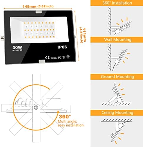 LED Flood Light Outdoor, 30W Equivalent 3000LM Smart RGB Landscape Lighting