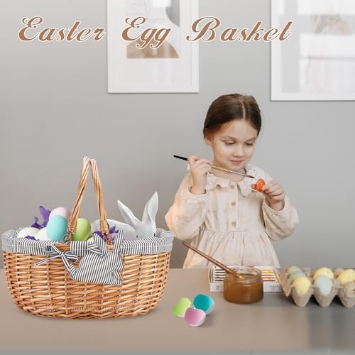 Good GAIN Picnic Basket with Folded Handles,Wicker Empty Basket.Grey