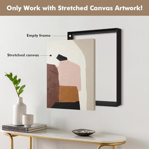 1.5" Deep Floating Canvas Frame for 24x48 Landscape Paintings,Black