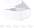 BLK&WH 6 Collapsible Gift Boxes with Magnetic Lids, 7.5x7.5x3 Inches, Bridesmaid Proposal Boxes, Matte White