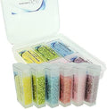 Set of 6 Colors - 60 Grams - Miyuki Delica Glass Beads Size 11/0 - Spring Collection, DB055, DB072, DB057, DB147, DB053, DB070 in Flip-Top Containers and Storage Box