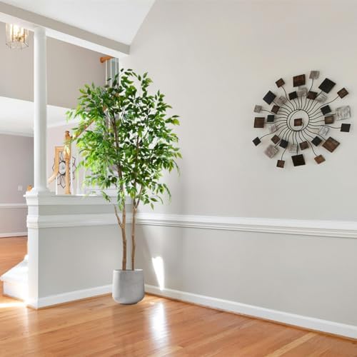 Warmplants Artificial Ficus Tree 6ft Fake Floor Plant with Woven Basket