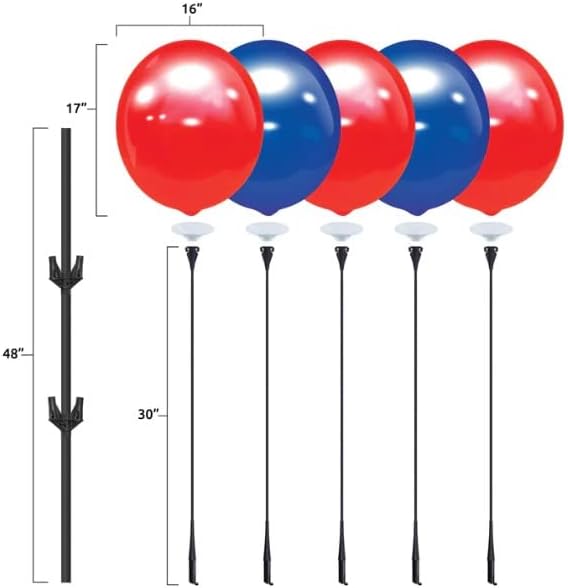 BalloonBobber - Weatherproof Reusable Paneled Balloon Cluster Pole Kit - Heli...