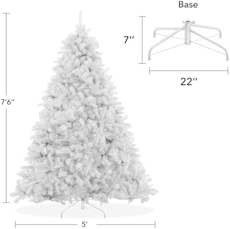 Casafield 7.5FT White Spruce Artificial Holiday Christmas Tree with Sturdy Metal Stand