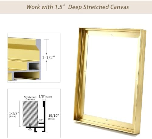 DIY 16x20 Gold Metal Canvas Floater Frame with 1.5" Deep