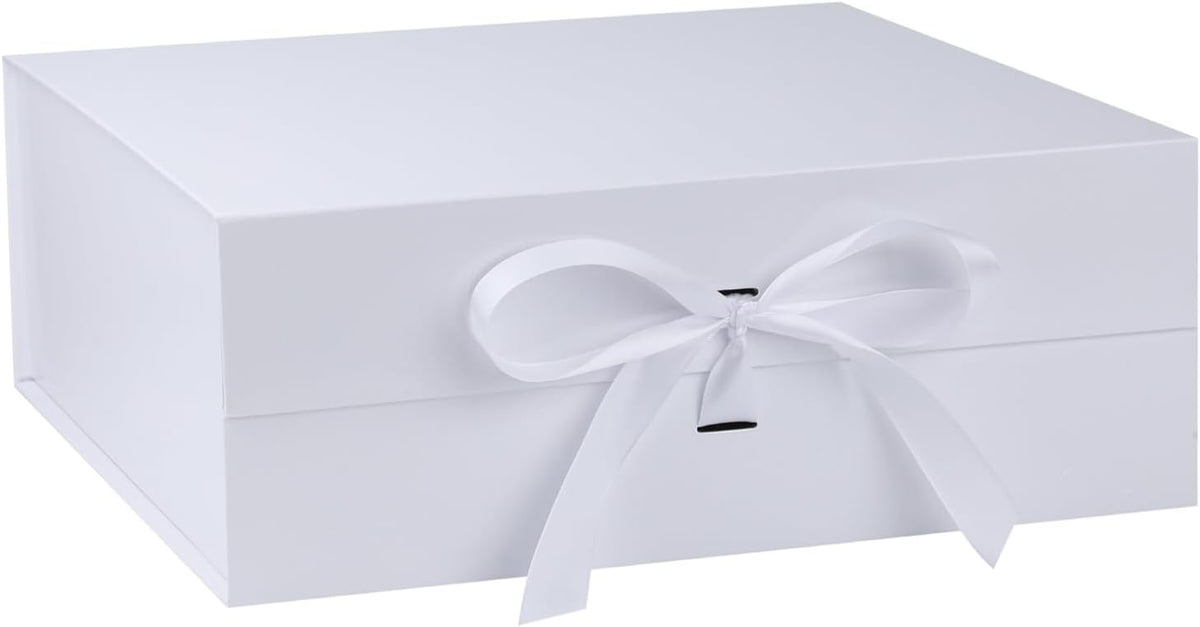 OEMVALATY White Gift Box,18x18x6 Inches Gift Boxes with Lids for Presents with Magnetic Closure and Ribbon for Wedding,Storage,Birthday