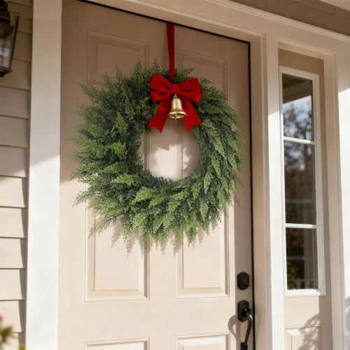 24" Lifelike Touch Artificial Cedar Wreath for Front Door Christmas Decor