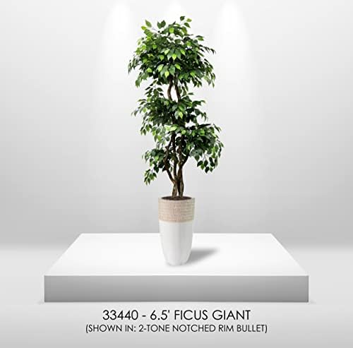 Cypress & Alabaster Handmade 6.5ft 3-Tier Ficus Artificial Tree with Ethically Sourced Real Wood Trunks, Hypoallergenic, 6.5-Foot, Green