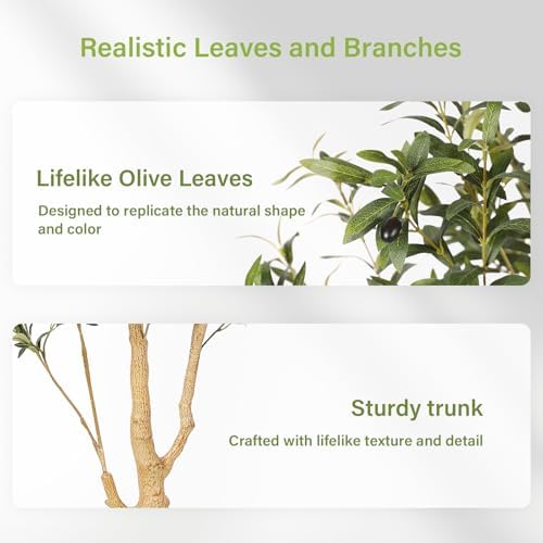 FEELEAD Olive Tree Artificial Indoor 6ft with Planter for Living Room Decor