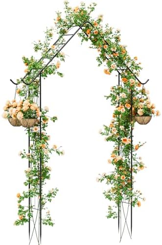 Garden Arch Arbor Trellis for Climbing Plants 8.5Ft Metal Arch Trellis