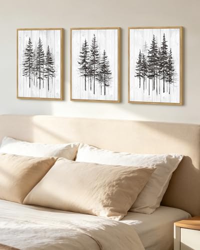 kuvioke pine tree framed wall art modern nature shown in use