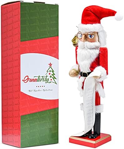 Christmas Santa Gift Wooden Nutcracker - 15" Red Bag Gifts & List of Names