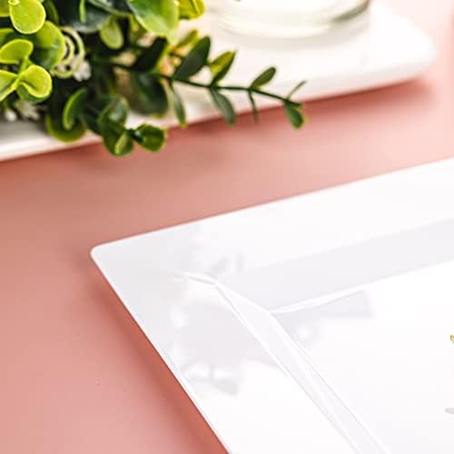 100 Pack White Plastic Square Dessert Plates, 6.5" Disposable Salad Plates