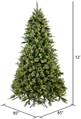 Vickerman 12' Cashmere Pine Artificial Christmas Tree - Warm White Dura-Lit® LED Lights - Faux Christmas Tree - Seasonal Indoor Home Decor - Realistic Christmas Tree