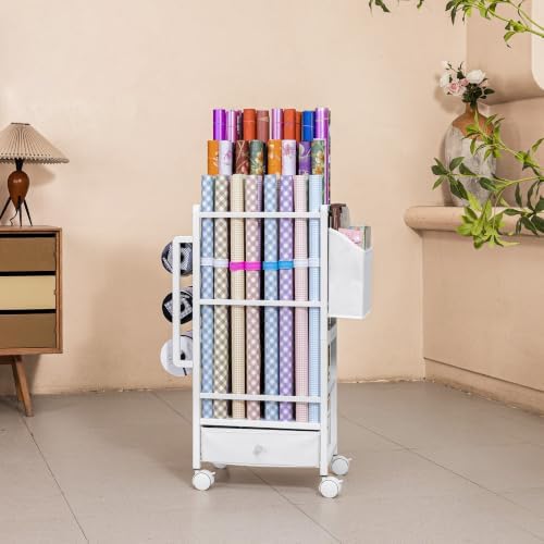Aquzee Wrapping Paper Storage, Wrapping Paper Cart with Drawer