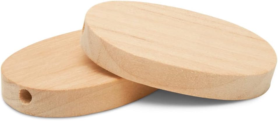 Flat Wooden Bead 1-3/4 inch, Pack of 100 Oval Discs for Jewelry Making and Cr...
