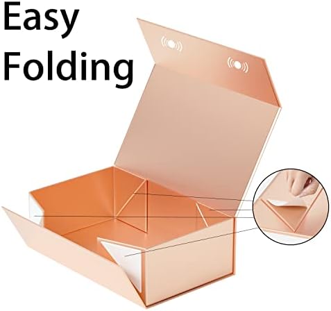 RYDDOY 5Pack Rose Gold Gift Box,9.5x6x3'' Gift Boxes with Lids for Presents