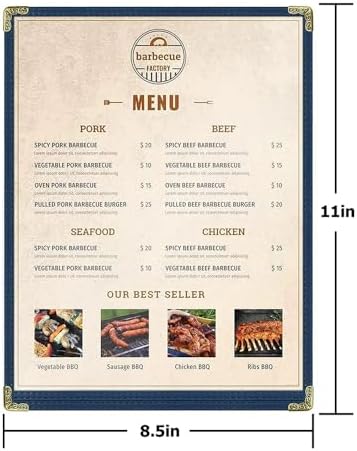 goodsmart restaurant menu covers – 25 pack blue, side view
