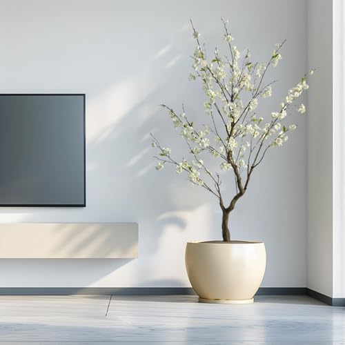 6.7FT White Cherry Blossom Tree with Planter, Indoor Outdoor Decor