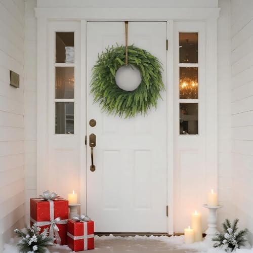 26" Lifelike Artificial Christmas Norfolk Pine Wreath for Front Door Decor