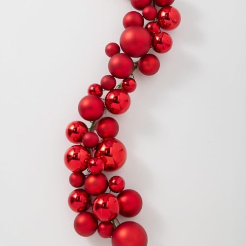 Raz Imports Red Green and Gold Ball Christmas Garland 4 Feet Long