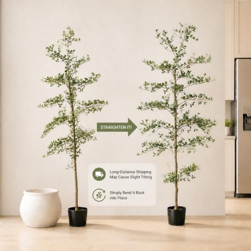 LYERSE Black Olive Tree 7ft with Natural Trunk and Realistic Leaves