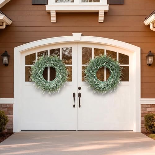 32" Large Artificial Eucalyptus Wreath with Seeds for Front Door(Green)