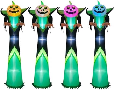 12ft Halloween Inflatable Decor with LED Lights Outdoor Blow up Decor Inflatables for Halloween/Yard/Lwan/Garden Outside Decor (12ft Black Pumpkin)