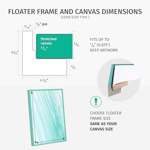 Pixy Canvas 16x24 inch Floater Frame for Canvas Paintings, Wood Panels, Canvas Panels & Stretched Canvas Boards. Floating Frame fits 5/8", 3/4" & max 7/8" Deep Artwork (Champagne, 16 x 24 inch)