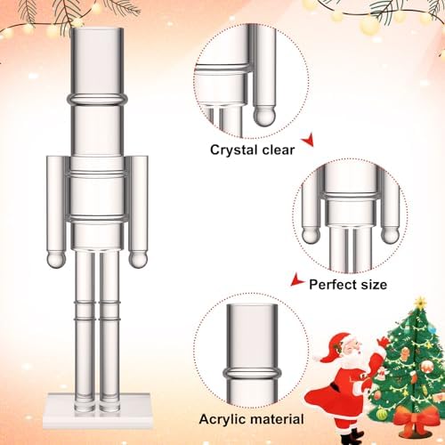 Thyle 2 Pack Acrylic Christmas Nutcracker Set, Clear, 12 Inch