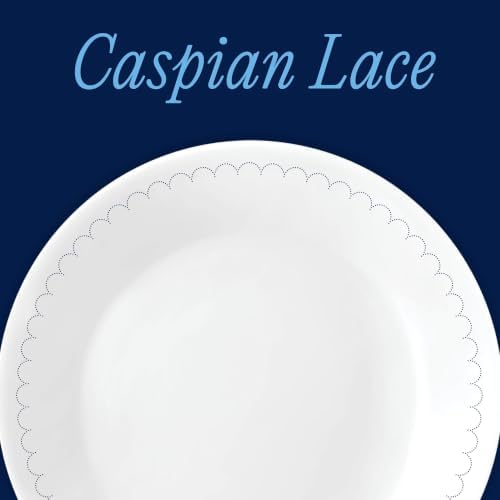 Corelle Vitrelle 6.75" Salad Appetizer Plate Set, Triple Layer Glass and Chip Resistant, Lightweight Round Plates, 6-Piece Caspian