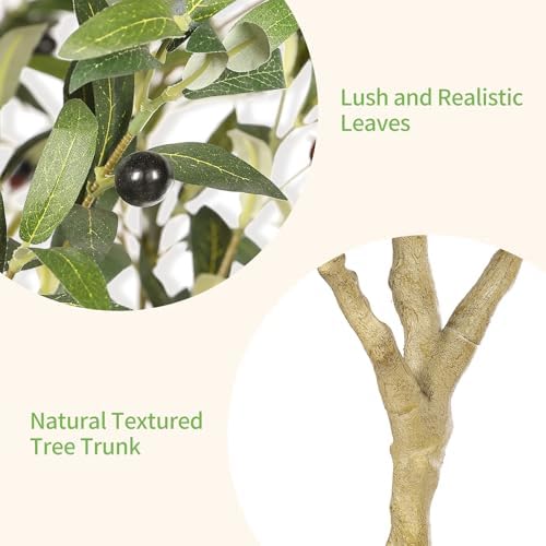 Realead 7FT Olive Trees Artificial Indoor - Tall Faux Olive Tree 7 Feet