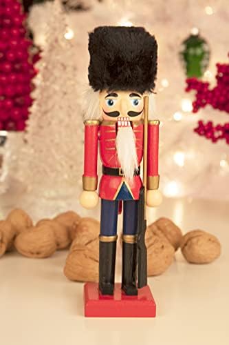 Clever Creations British Soldier 8 Inch Traditional Wooden Nutcracker, Festive Christmas Décor for Shelves and Tables