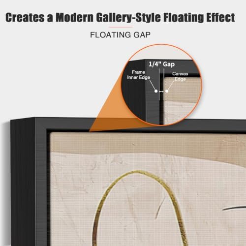 Canvas Floater Frame for 1”–1.25”Deep Gallery Wrapped Canvas, Wood-Look Floating Frame Wall Artwork for Oil Paintings, Gallery Bedroom, Living Room, Studio, Made in USA (Black,12x16)