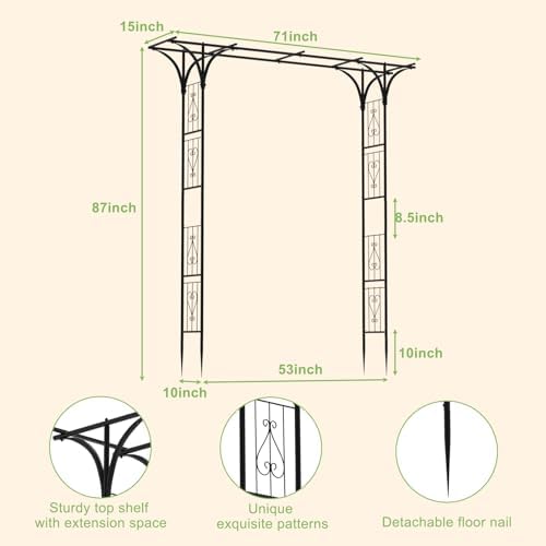 7FT Garden Arch Arbor Steel Trellis for Climbing Plant Outdoor Wedding Gate