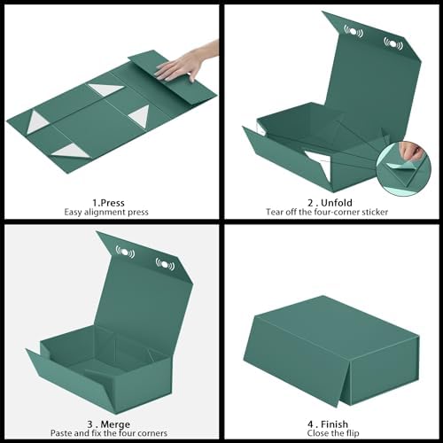 RYDDOY 5 Pack Green Gift Box, 9.5x6x3'' Gift Boxes with Lids for Presents