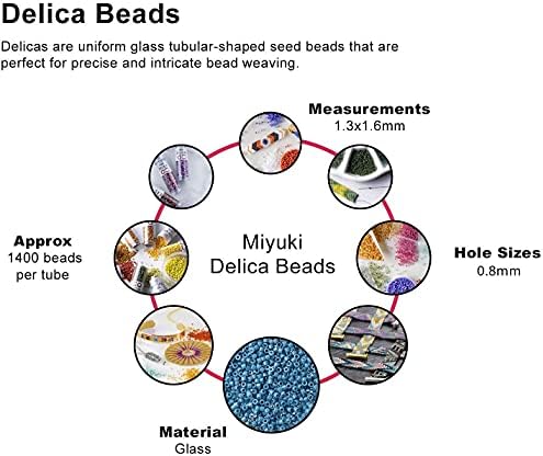 Set of 6 Colors - 60 Grams - Miyuki Delica Glass Beads Size 11/0 - Spring Collection, DB055, DB072, DB057, DB147, DB053, DB070 in Flip-Top Containers and Storage Box