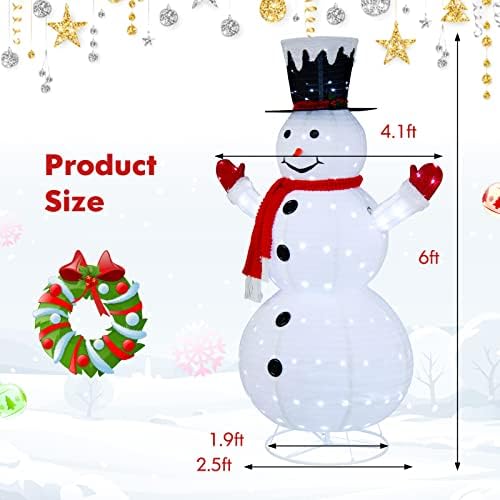 Tangkula 6 FT Lighted Christmas Snowman, Pop-Up 3D Xmas Pre-lit Snowman